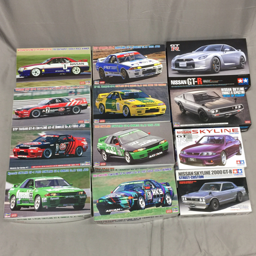 タミヤ NISSAN GT-R フルディスプレイモデル ハセガワ NISSAN SKYLINE 等 プラモデル 12点